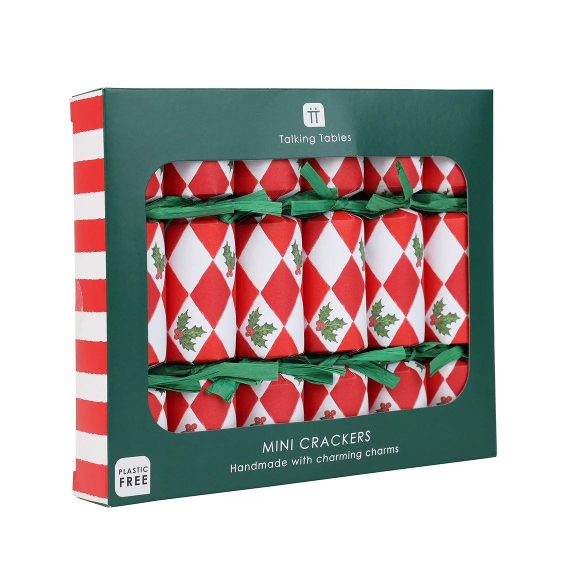 Holly Red & White Harlequin Mini Christmas Crackers 6 Pk By Penny Black