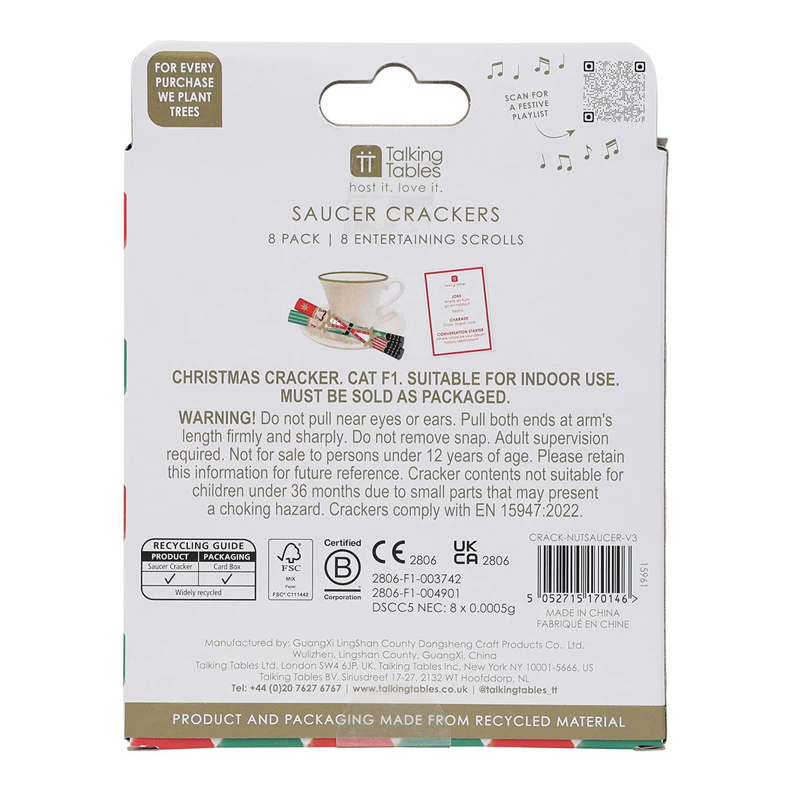 Green & Red Nutcracker Saucer Crackers 8 Pk By Penny Black