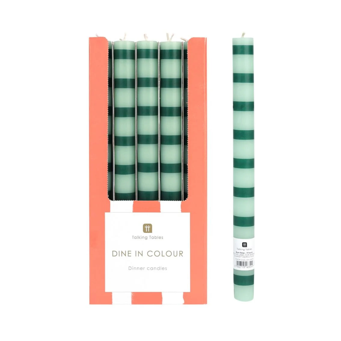 Green Stripe Dinner Single Candle By Penny Black