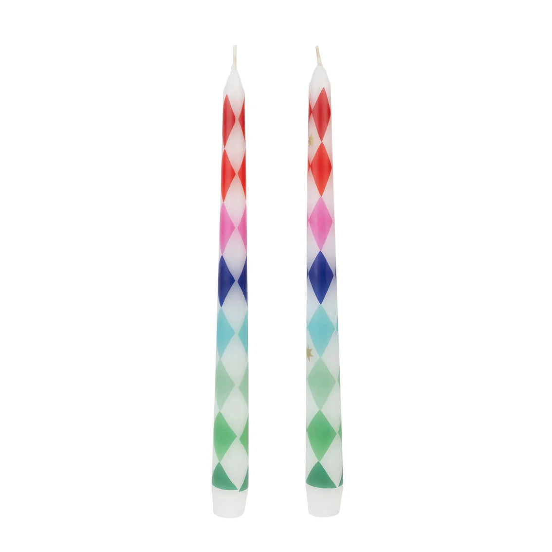 Mixed Colour Harlequin Taper Dinner Candles 2 Pk By Penny Black