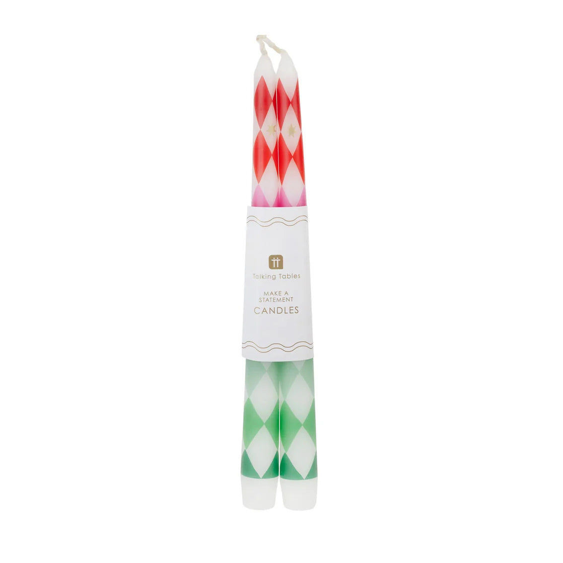 Mixed Colour Harlequin Taper Dinner Candles 2 Pk By Penny Black