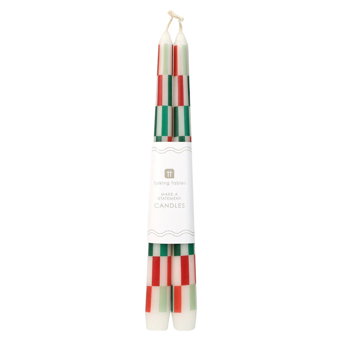 Red &amp; Green Check Dinner Candles 2 Pk By Penny Black