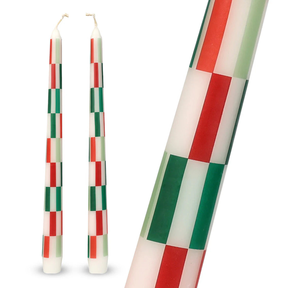 Red &amp; Green Check Dinner Candles 2 Pk By Penny Black