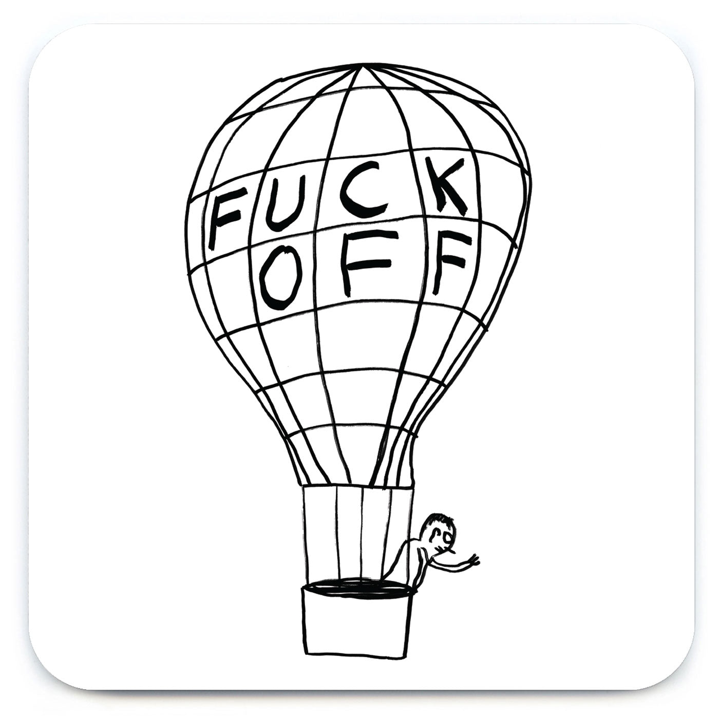 Fuck Off Balloon David Shrigley Coaster by penny black