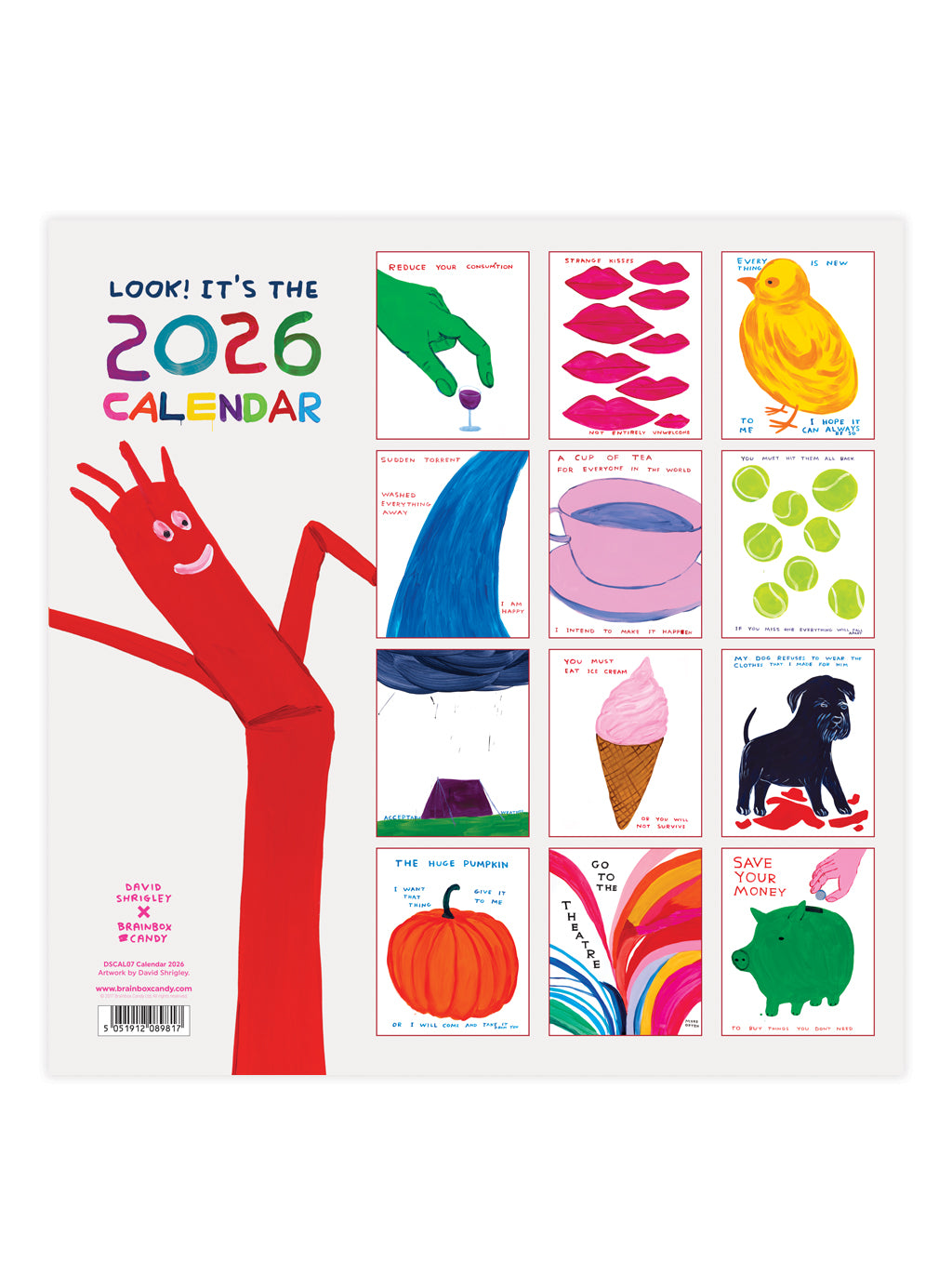 2026 David Shrigley Calendar at penny black - showing back cover with previews