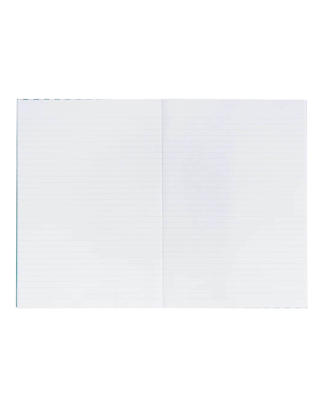 An image of the inside of a ruled A4 notebook.