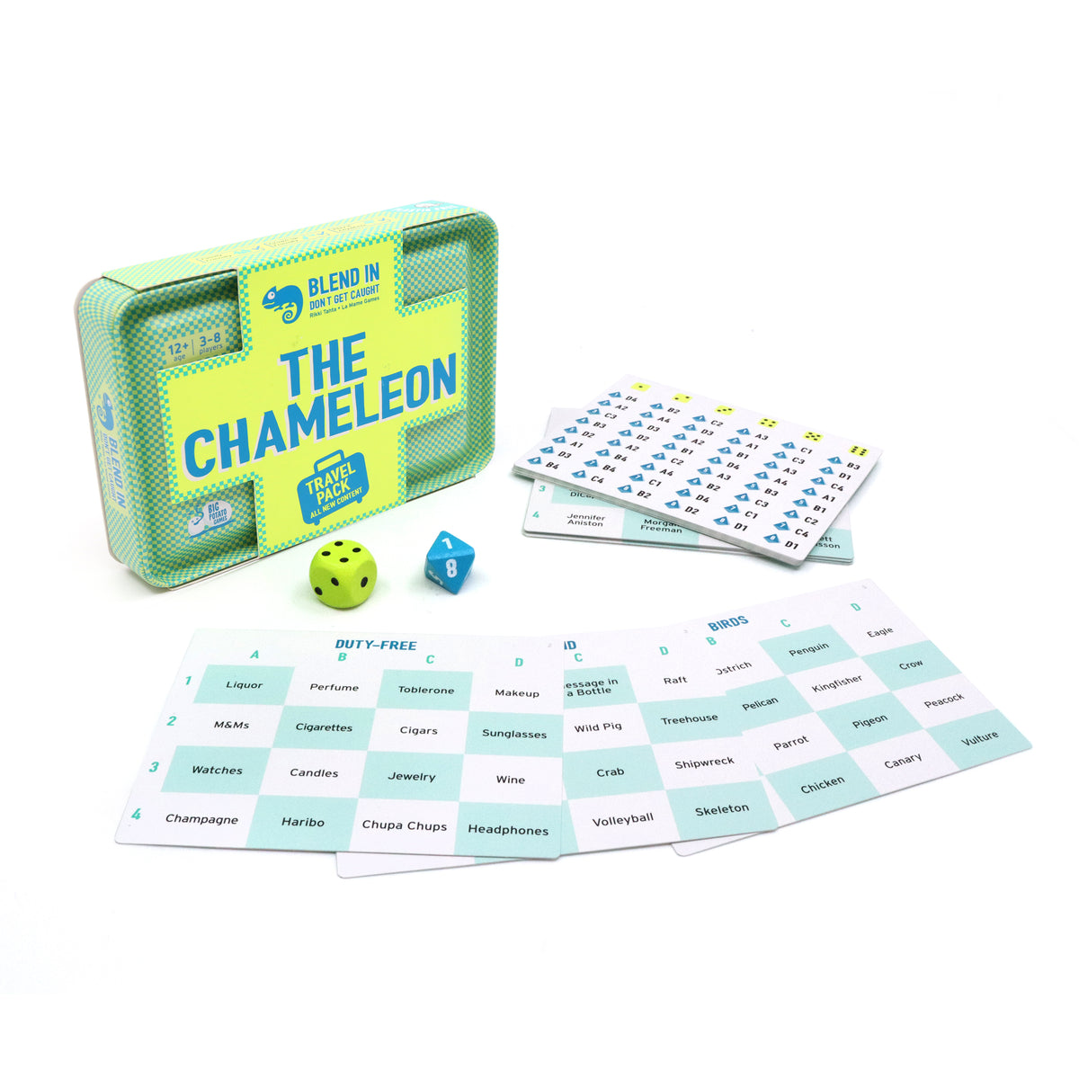 The Chameleon Travel Game by big potato games at penny black showing contents