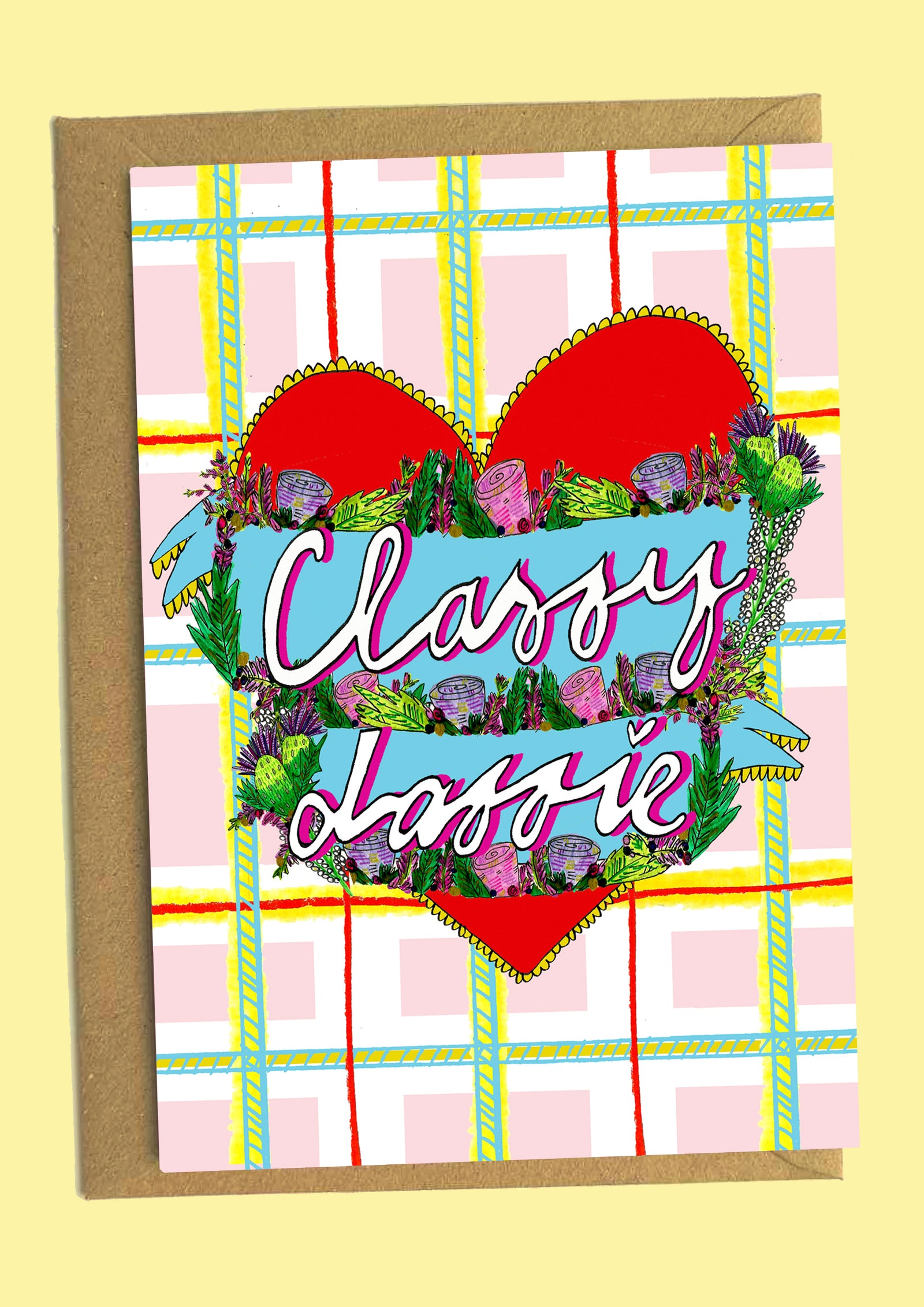 Classy Lassie Scottish Illustrated Card by penny black