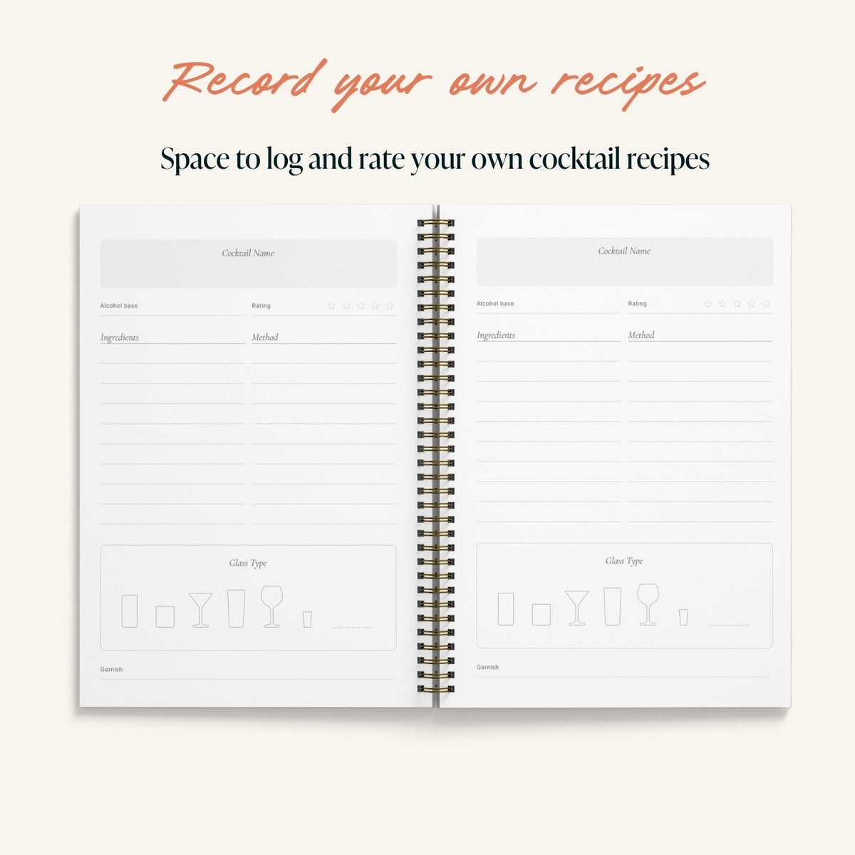 Just One More? A5 Cocktail Book showing recipe record by penny black