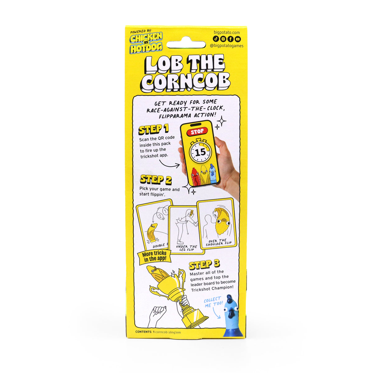 Trickshot Corncob Game back of  packaging by penny black