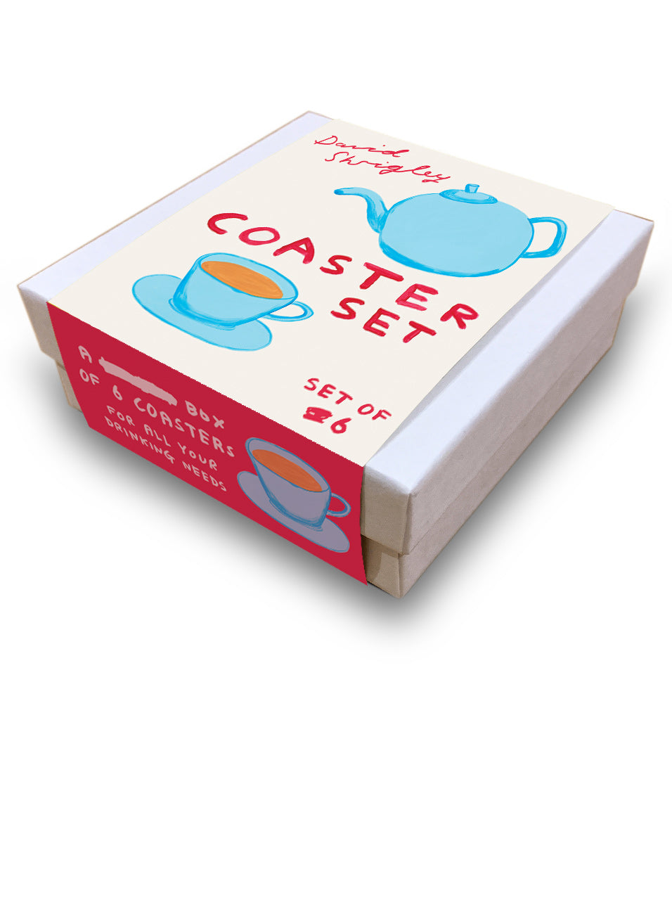 David Shrigley Coaster Gift Box set of 6 - colourful illustrations