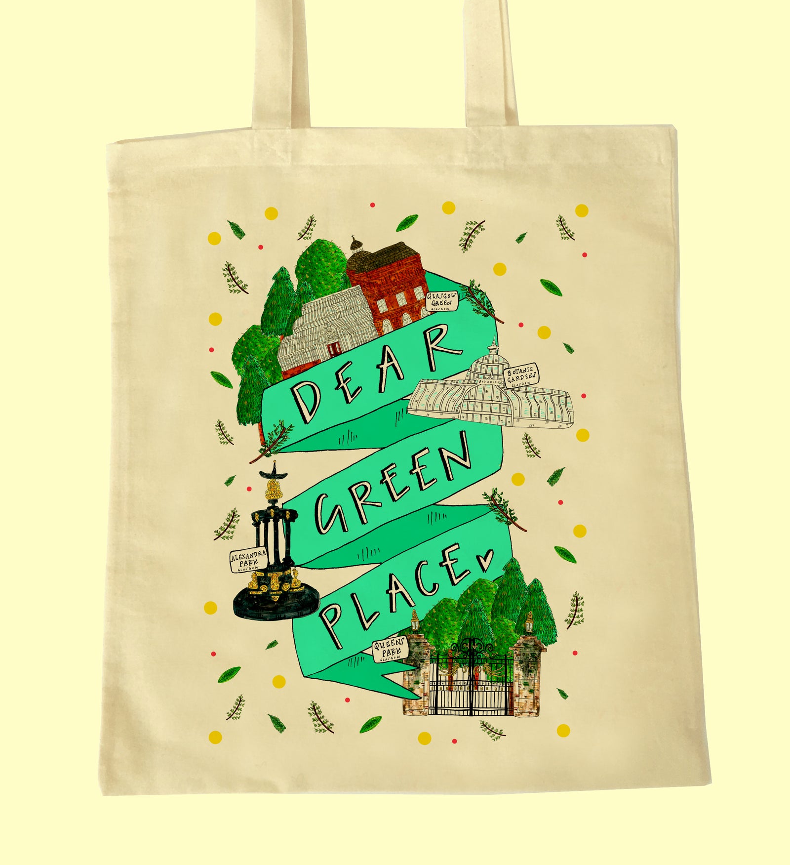 Dear Green Place Glasgow Illustrated Scottish Tote Bag by penny black