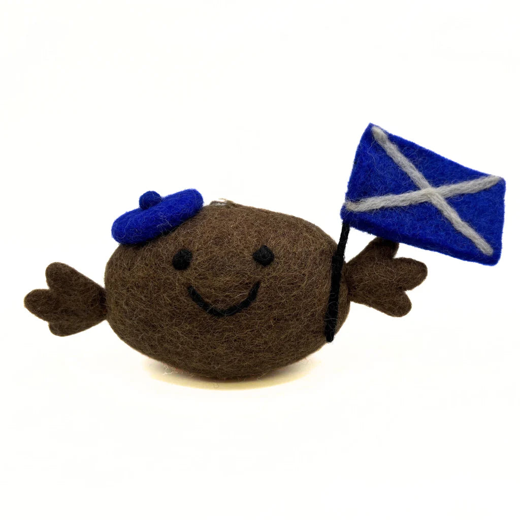 Happy Haggis with Scottish Saltire Flag Wool Felt Handmade Hanging Decoration by penny black