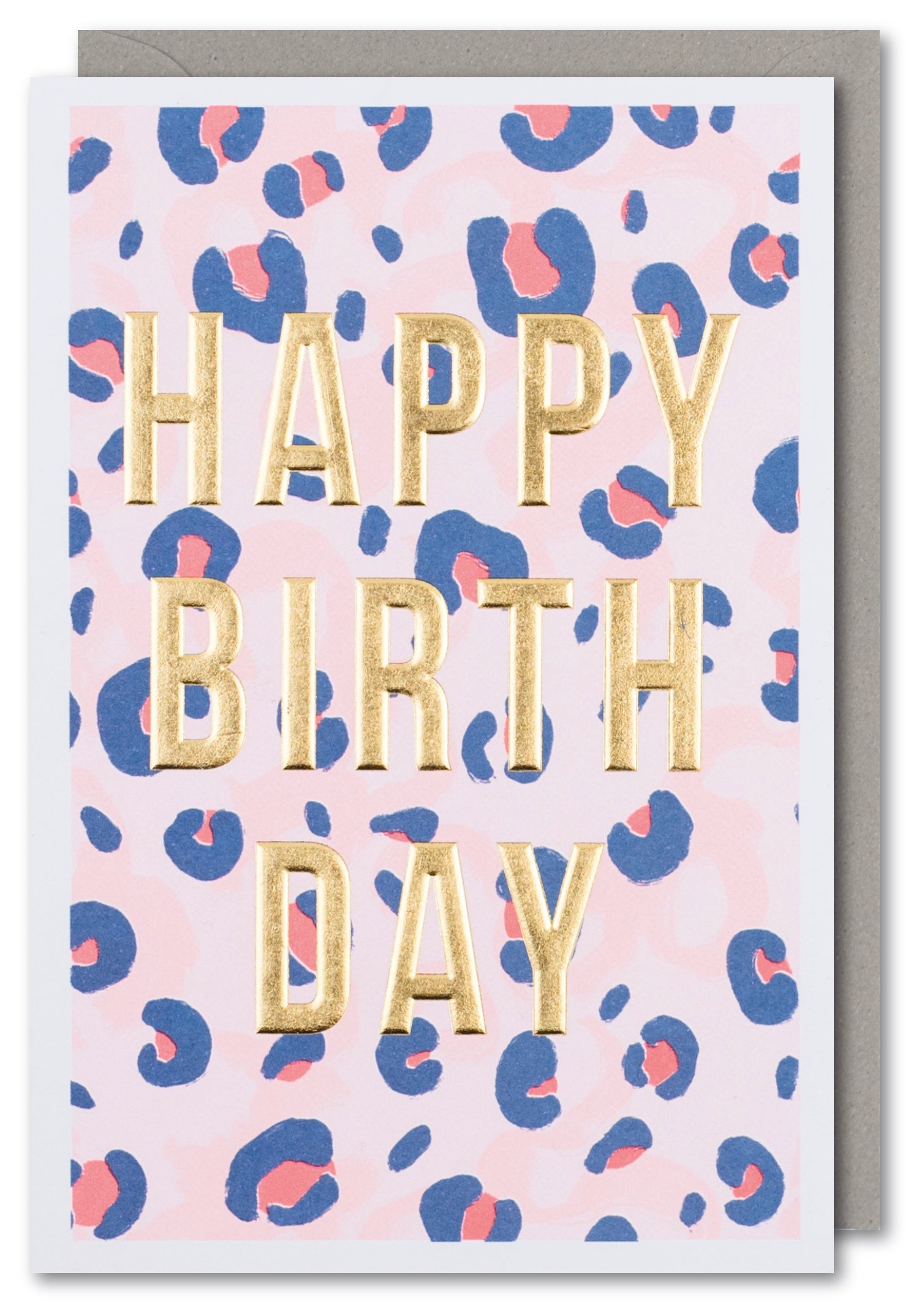 Gold Block Pink Leopard Print Birthday Card by penny black
