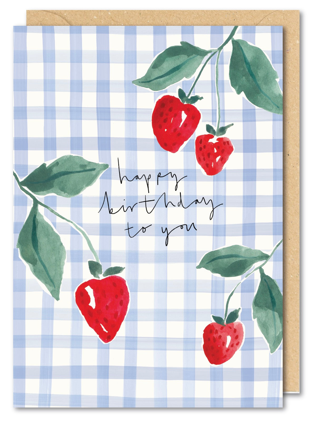 Hanging Strawberries Gingham Birthday Card by penny black