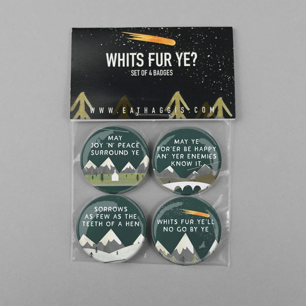 Whits Fur Ye Scottish Mountains Pin Badge 4 Pk by penny black
