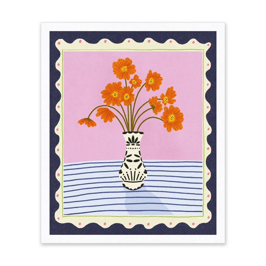 Orange Flowers Riso Print | Penny Black