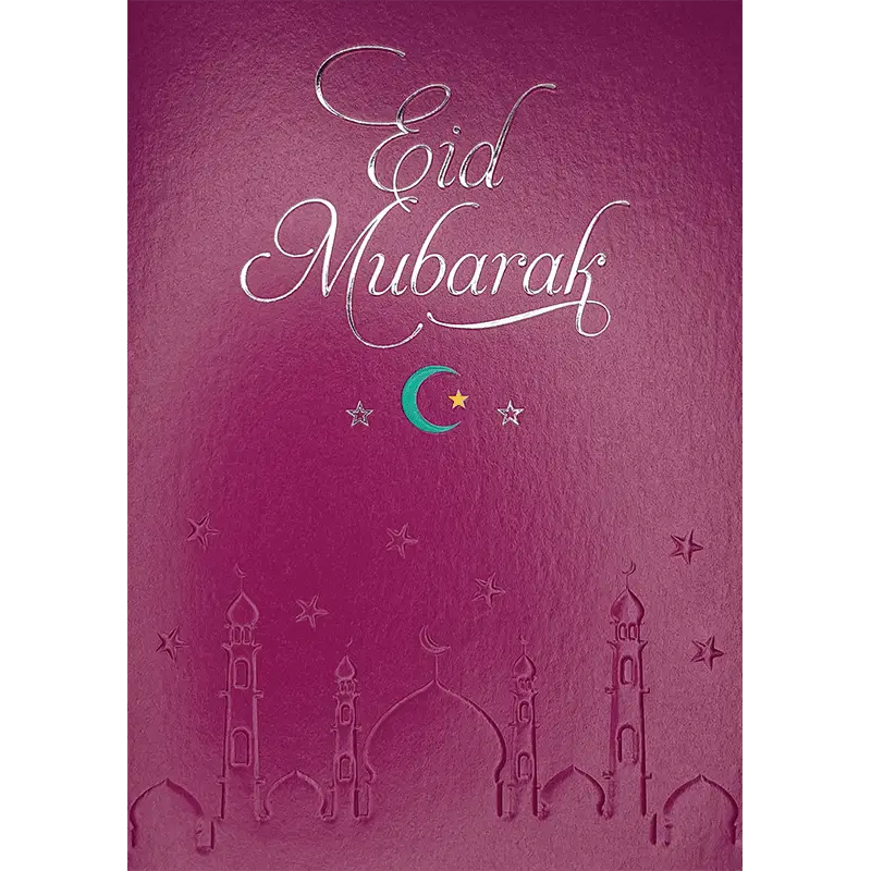Crescent Moon Purple Eid Mubarak Card