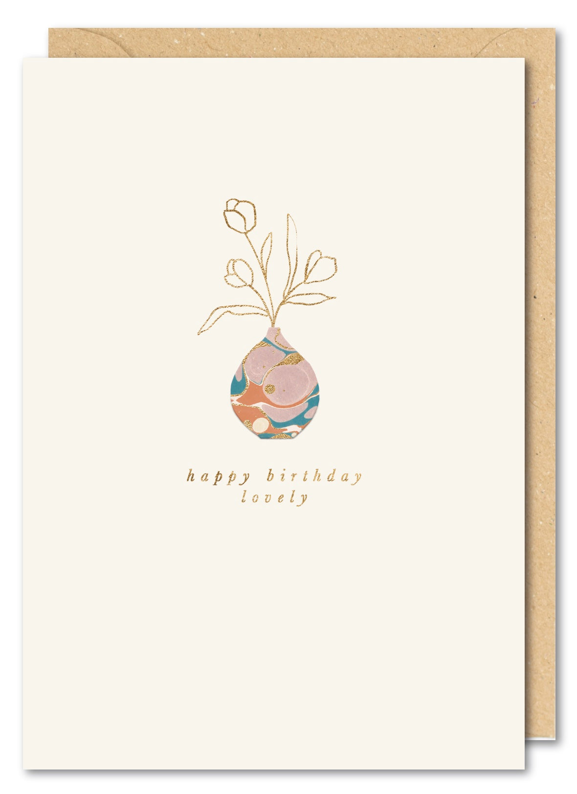 Marbled Floral Vase Birthday Card by penny black