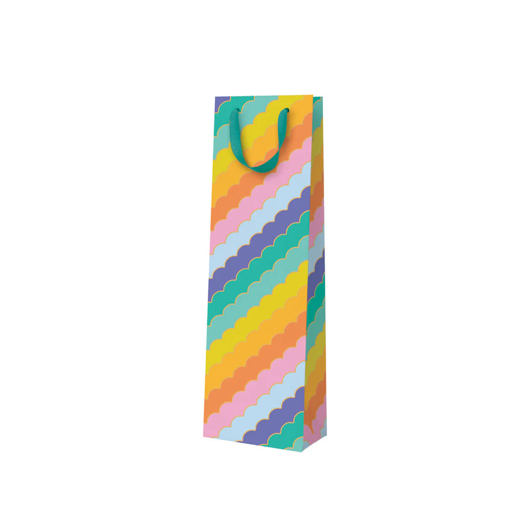 Rainbow Scallops Bottle Gift Bag By Penny Black