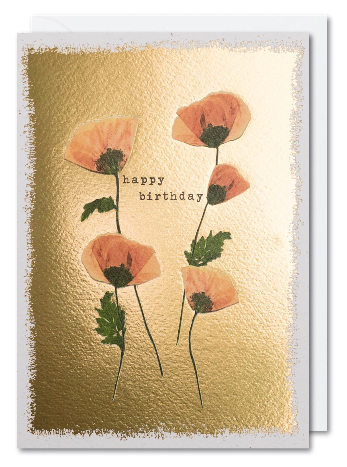Gold Pressed Poppies Birthday Card by penny black