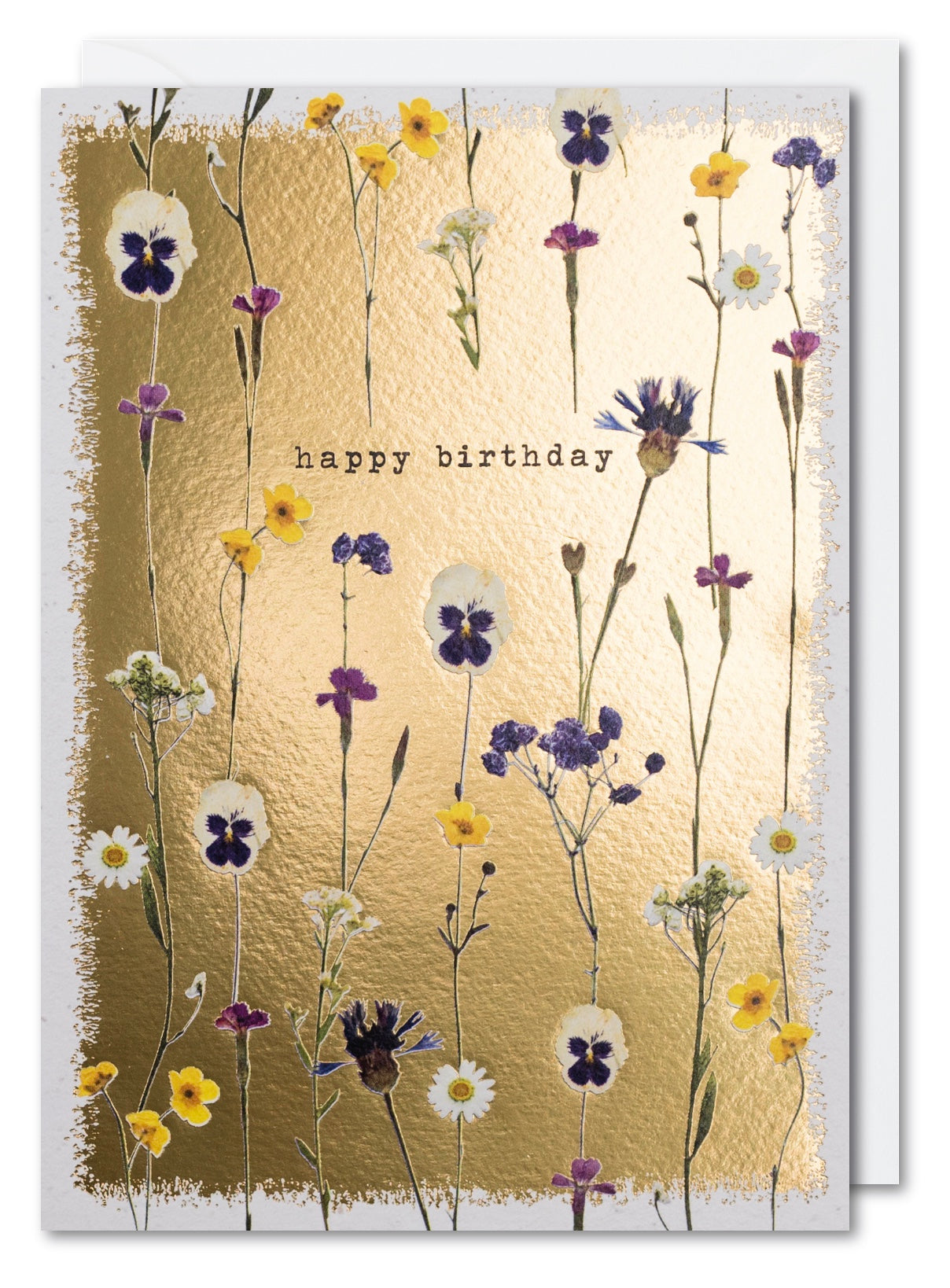 Gold Pressed Flowers Birthday Card by penny black