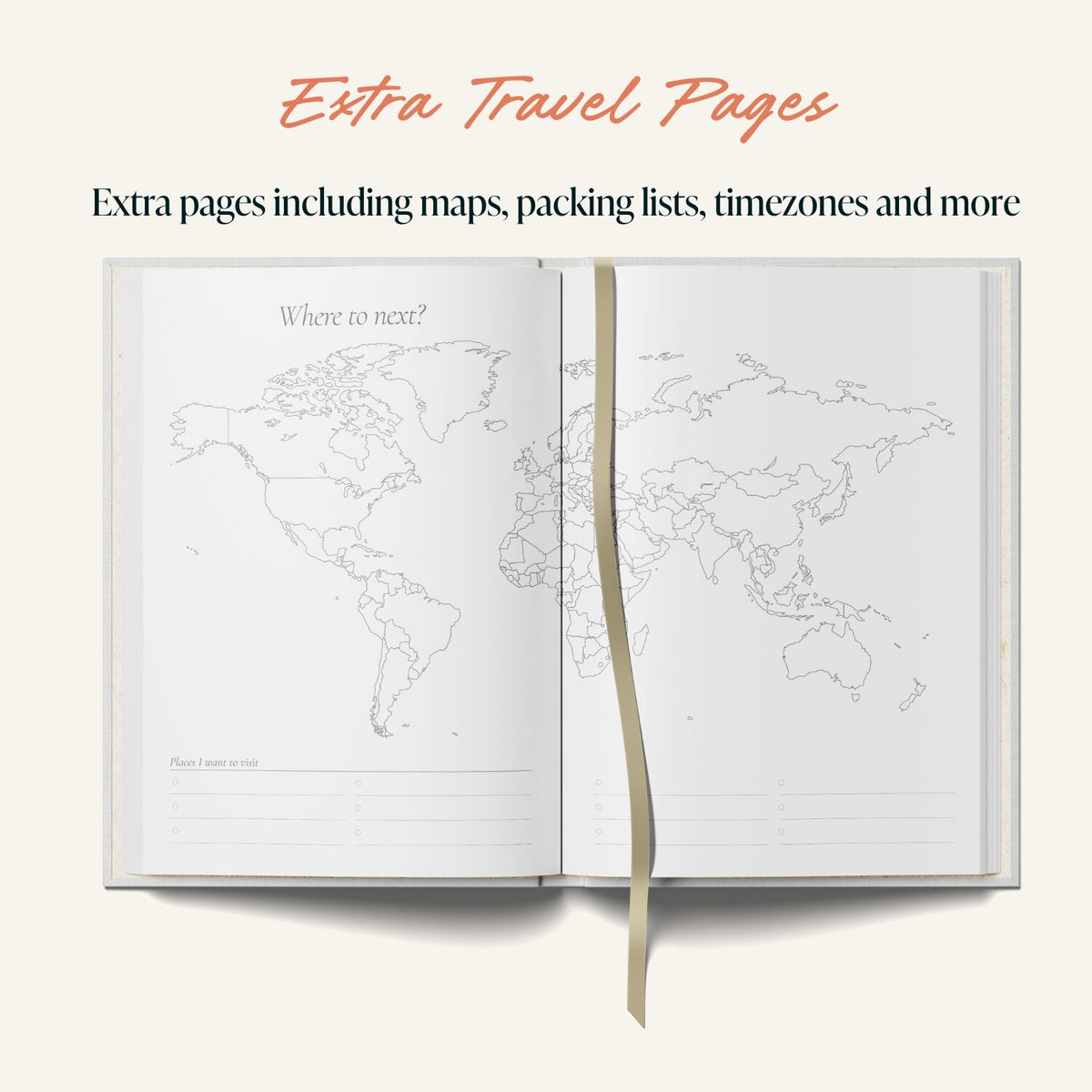 Seashells A5 Travel Journal showing world map by penny black