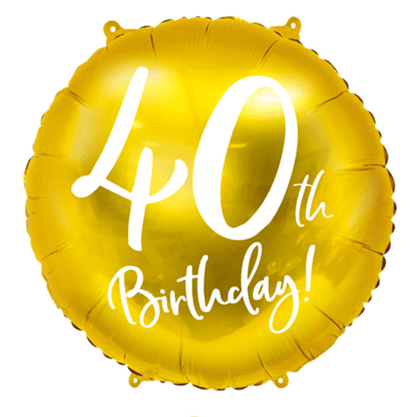 40th Birthday Script Gold Foil 18&quot; Balloon by penny black