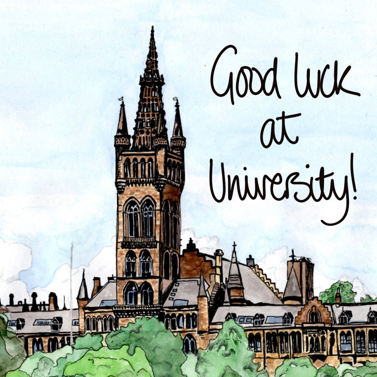 Good Luck at University of Glasgow Card by penny black