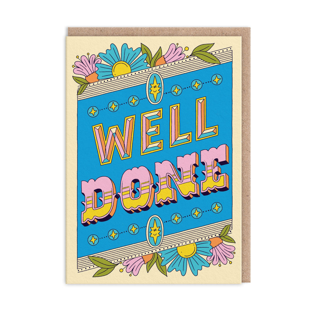 Well Done Retro Lettering Typographic Card By Penny Black