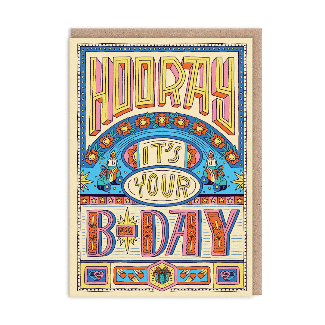 Hooray It's Your BDay Typographic Card By Penny Black