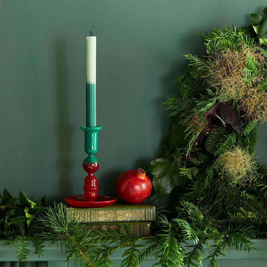 Red & Green Ombre Glass Candle Holder By Penny Black