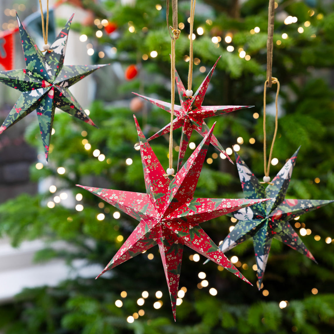 Folklore Paper Stars Christmas Tree Decorations 3 Pk By Penny Black