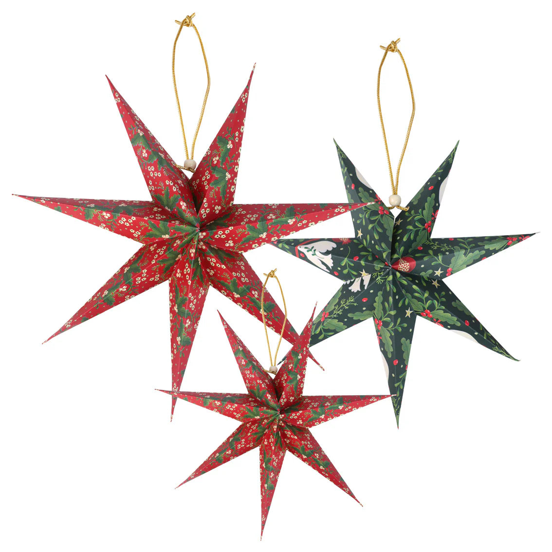 Folklore Paper Stars Christmas Tree Decorations 3 Pk By Penny Black