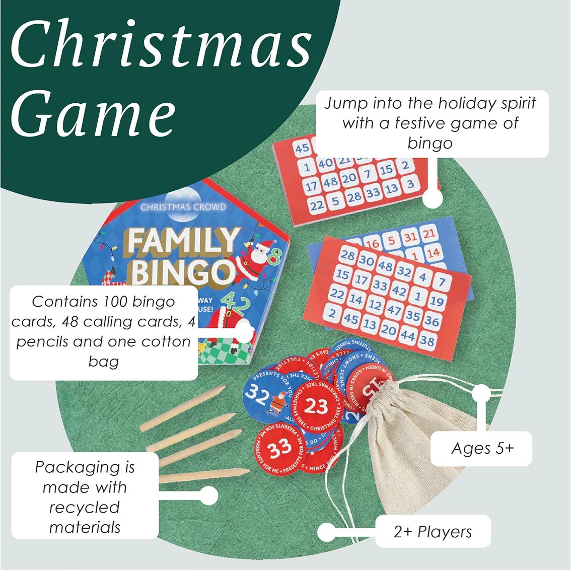 Christmas Crowd Family Bingo Game By Penny Black