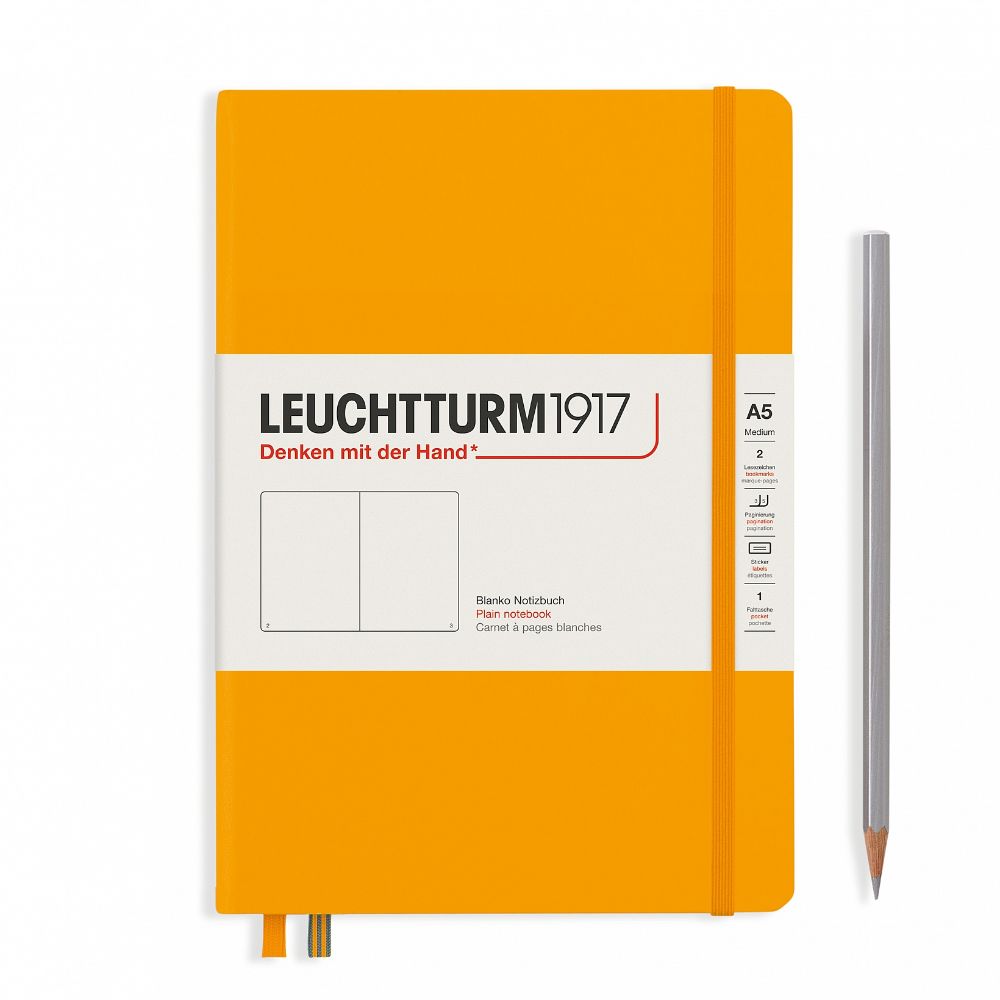 Leuchtturm1917 Notebook A5 Medium Hardcover in rising sun colour with blank ruling - Penny Black
