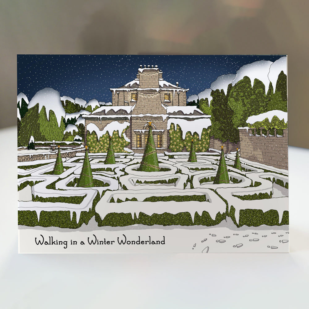 Walking in a Winter Wonderland Pollok Park Glasgow Christmas Card by penny black