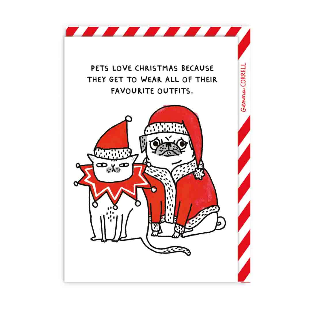 Pets Love Christmas Funny Gemma Correll Card by penny Black