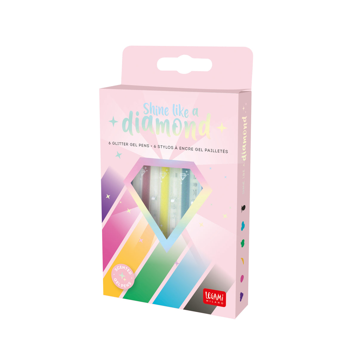 Legami Glitter Mini Gel Pens 6 Pack - in packaging by penny black