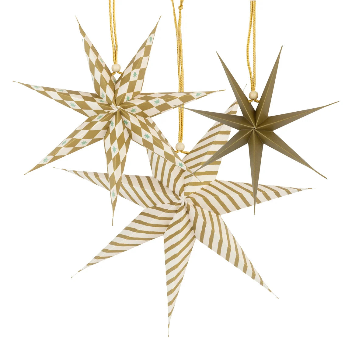 Gilded Paper Stars Christmas Tree Decorations 3 Pk By Penny Black