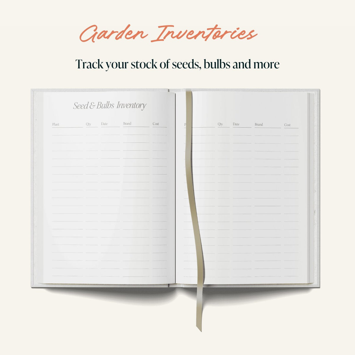 Olive Silhouette A5 Gardening Journal showing the garden inventories by penny black