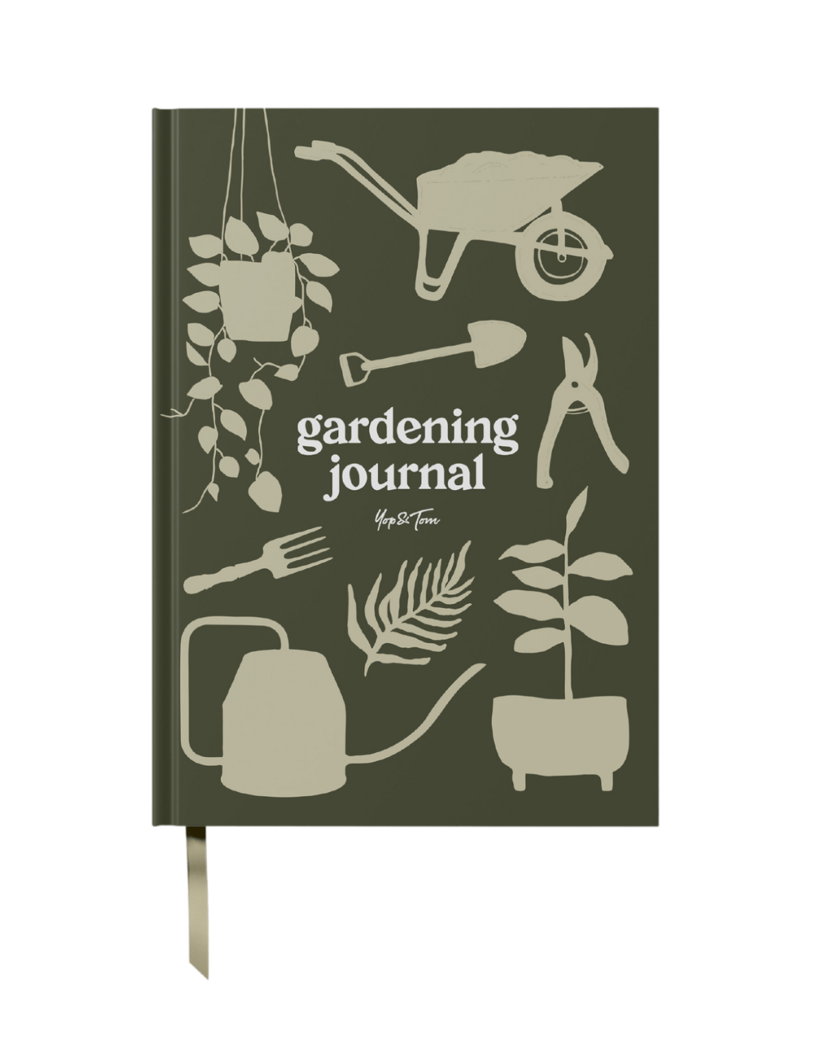 Olive Silhouette A5 Gardening Journal showing the front cover by penny black