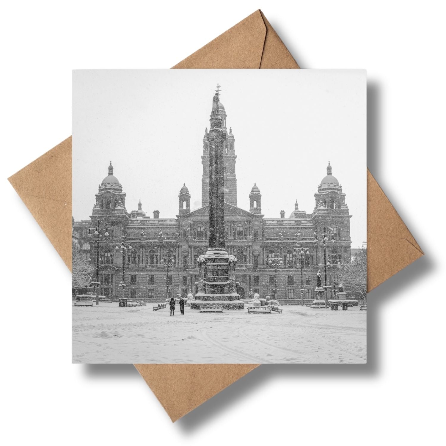 Snowy Glasgow George Square Christmas Card By Penny Black