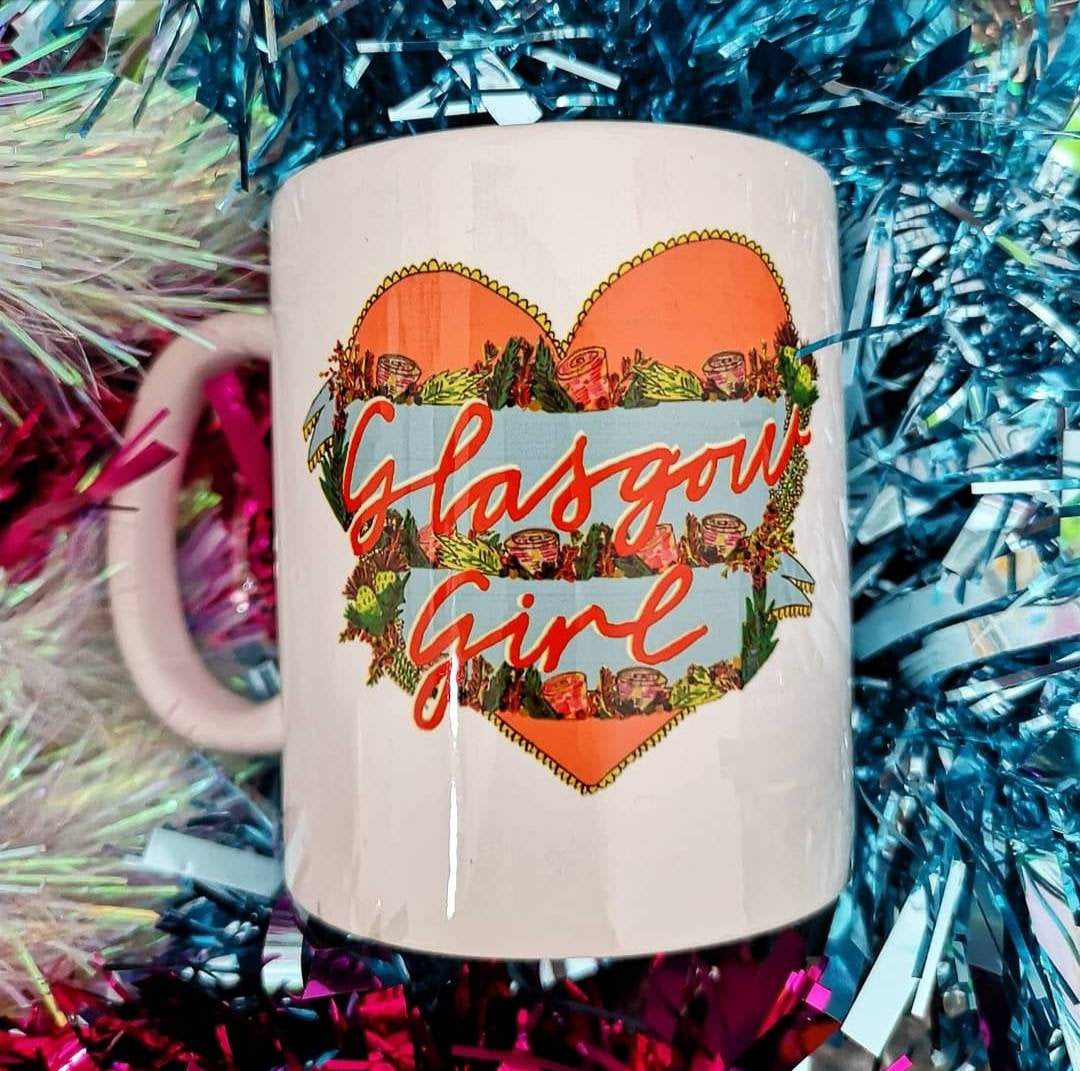 Glasgow Girl Illustrated Scottish Mug by penny black