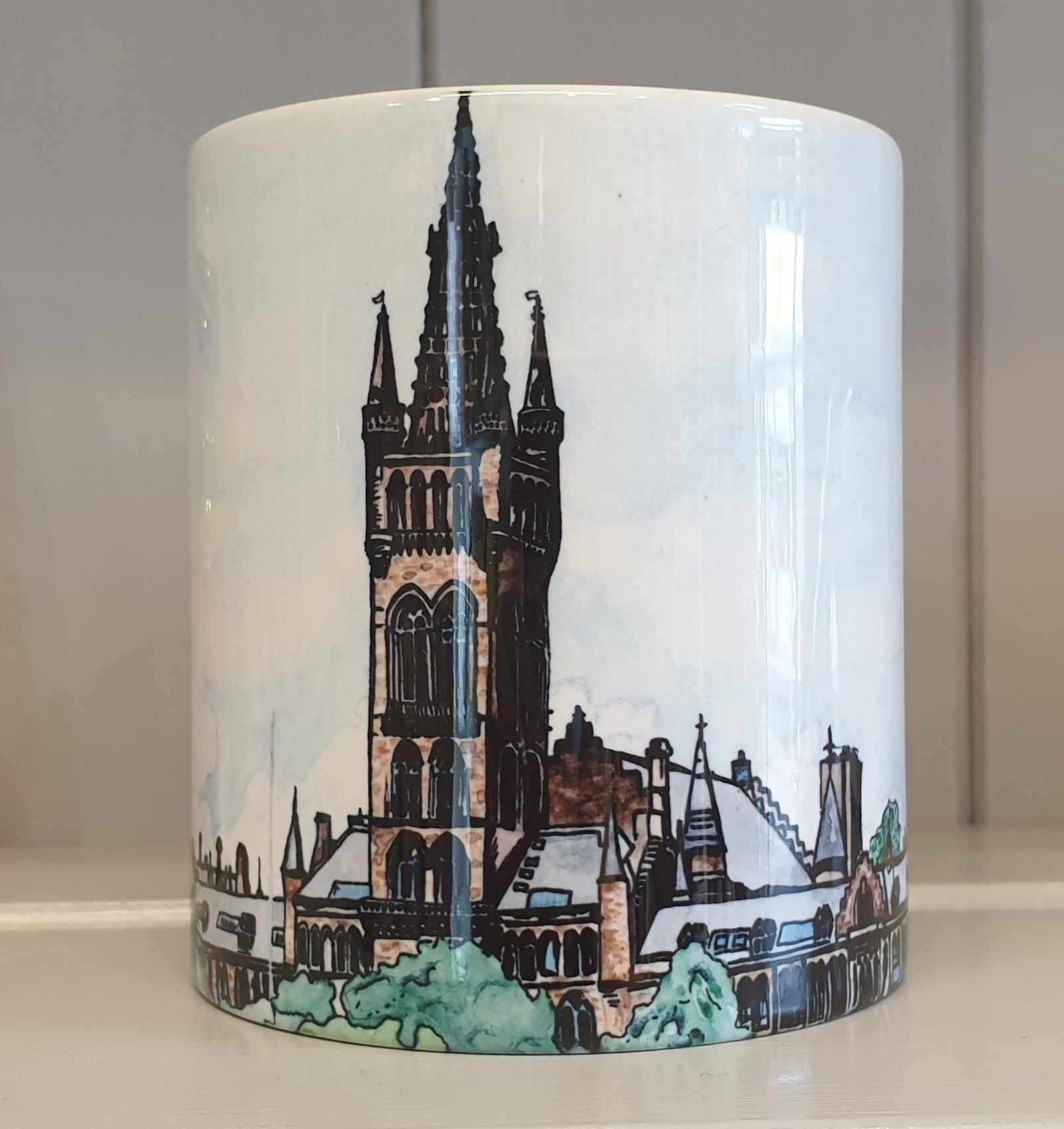 Illustrated Glasgow Uni Gilbert Scott Tower Mug By Penny Black