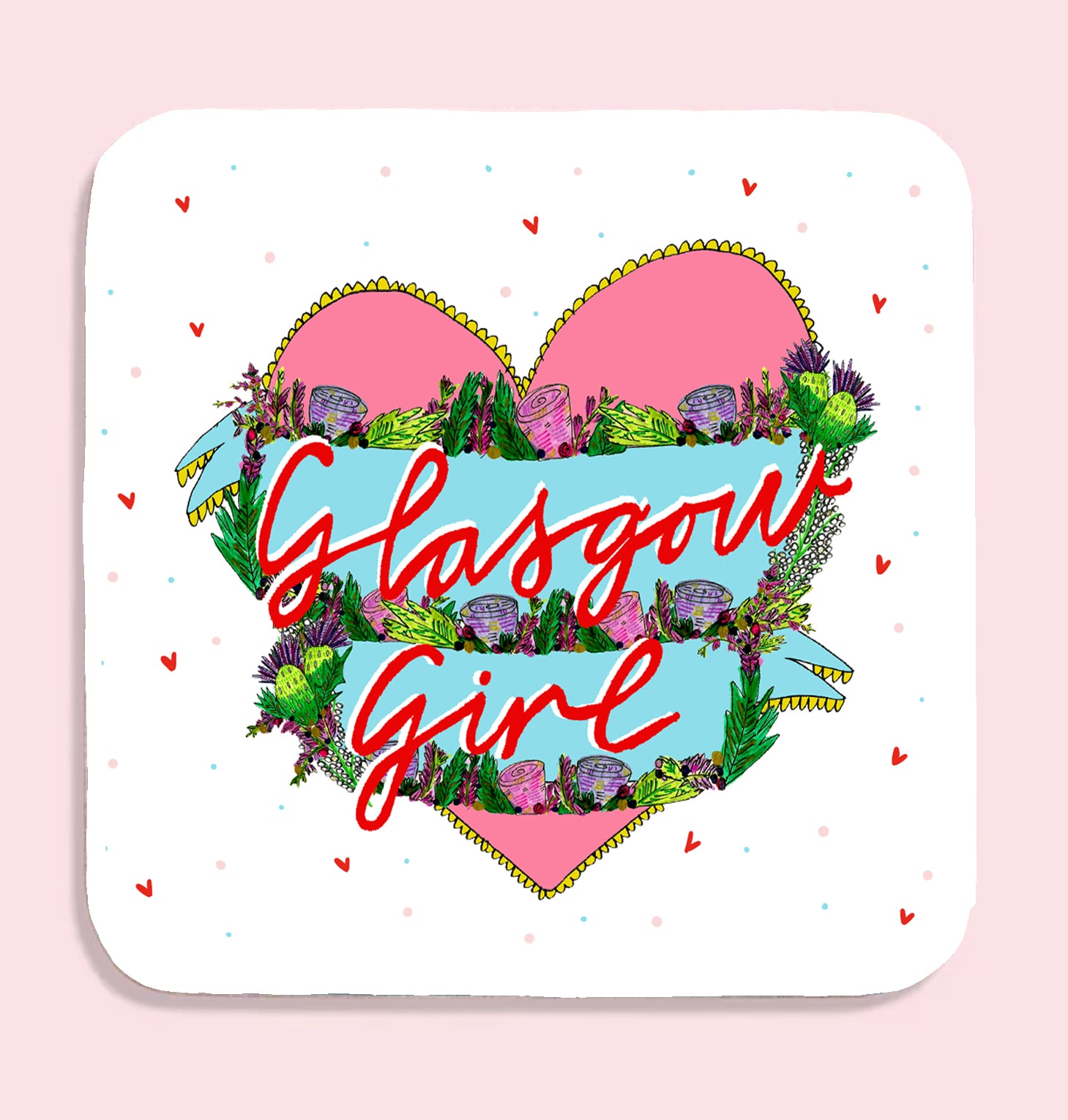 Glasgow Girl Illustrated Scottish Coaster by penny black