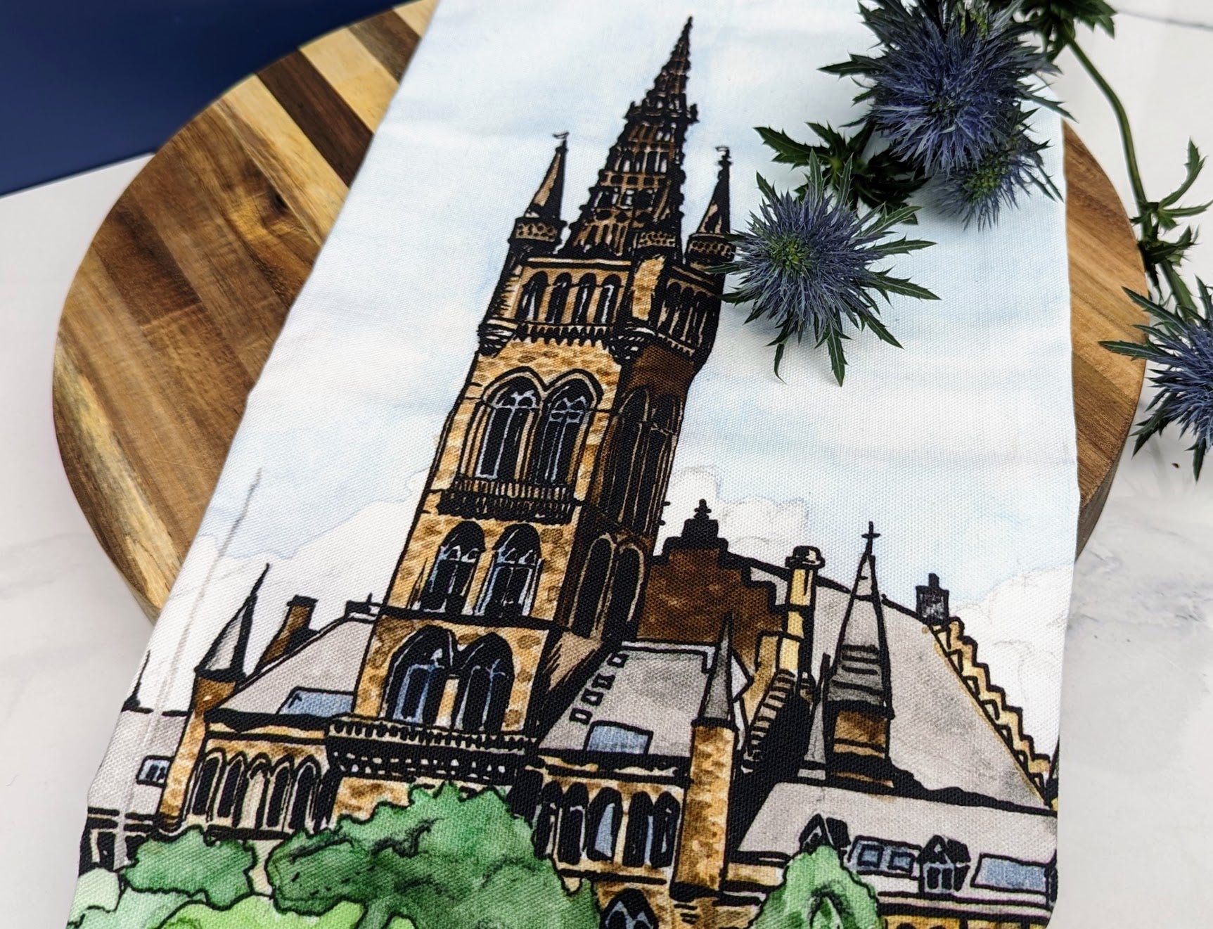 Illustrated Glasgow Uni Cotton Tea Towel By Penny Black