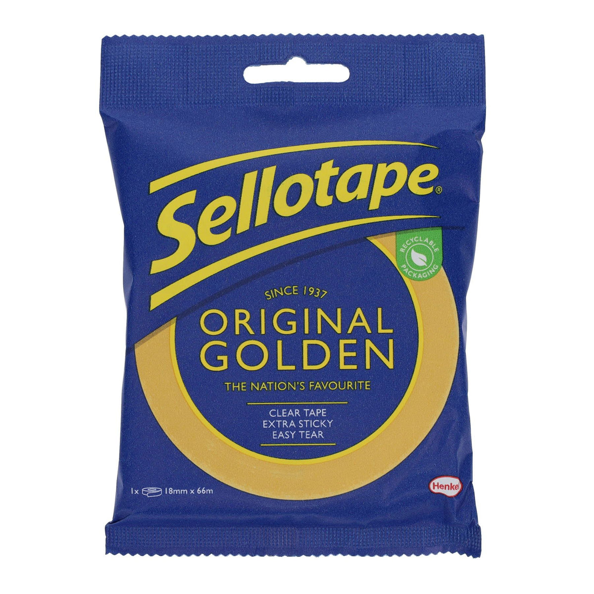Sellotape Original Golden Tape 18mm x 66m in packaging by penny black