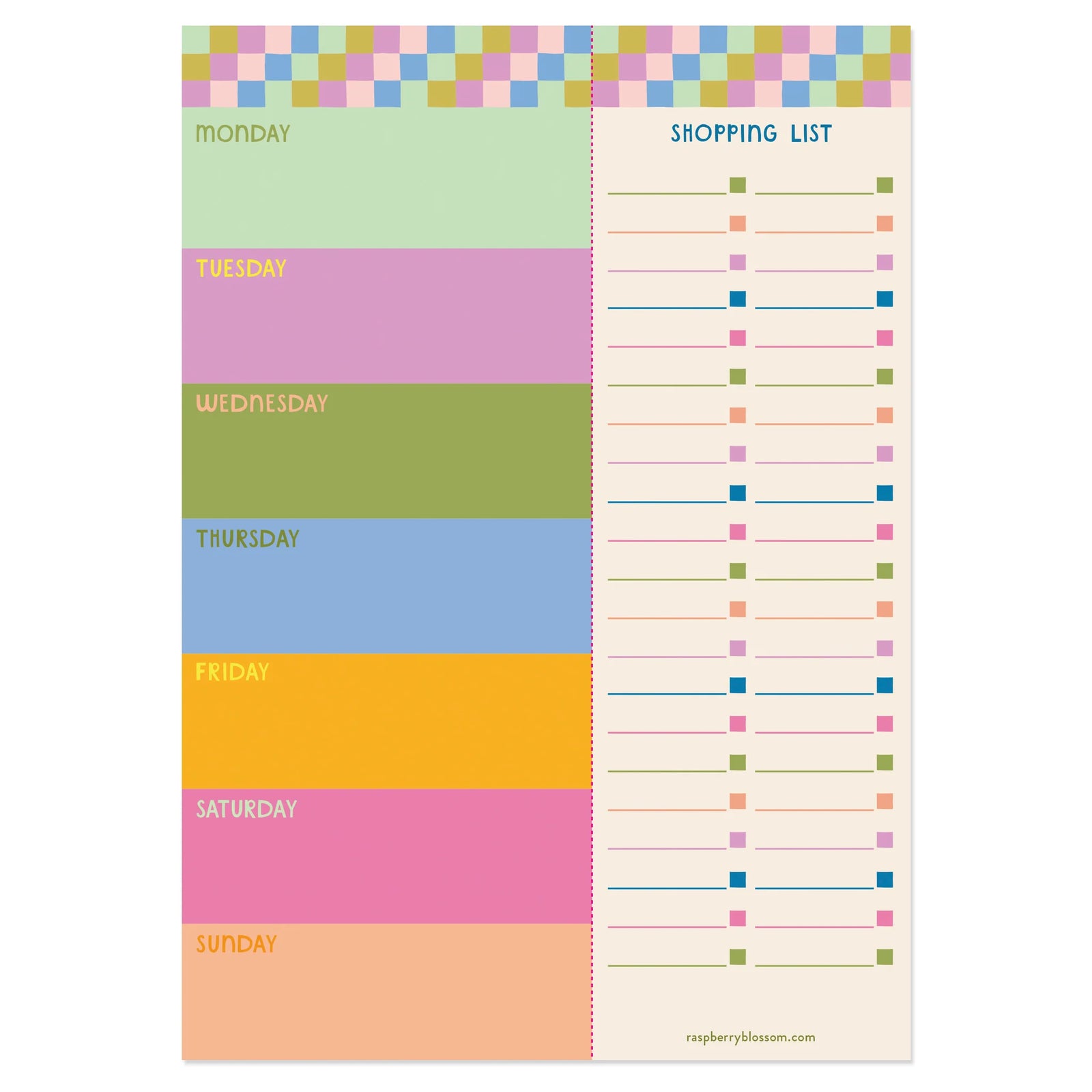 Raspberry Blossom Food Planner & Tear Off Shopping List Notepad By Penny Black