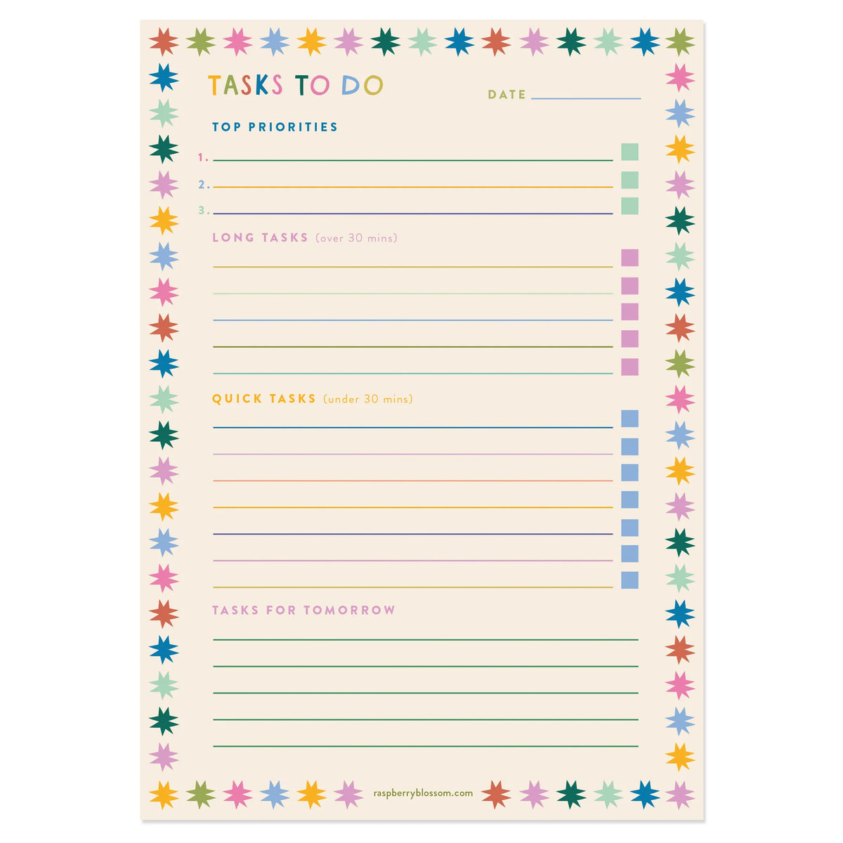 Raspberry Blossom Stars &amp; Stripes Tasks To Do Notepad By Penny Black